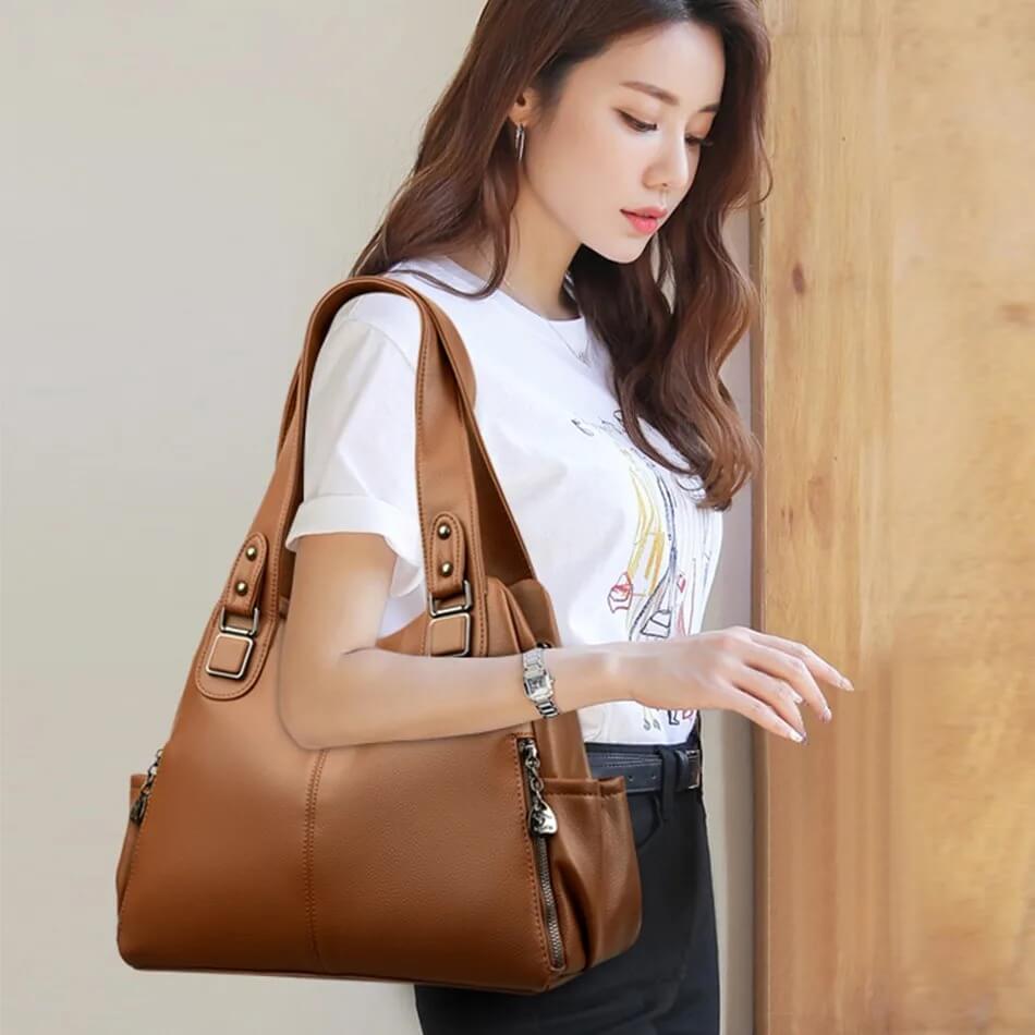 Genuine Soft Leather Tote Bag Luxury Designer Handbag for Women - Pejayz