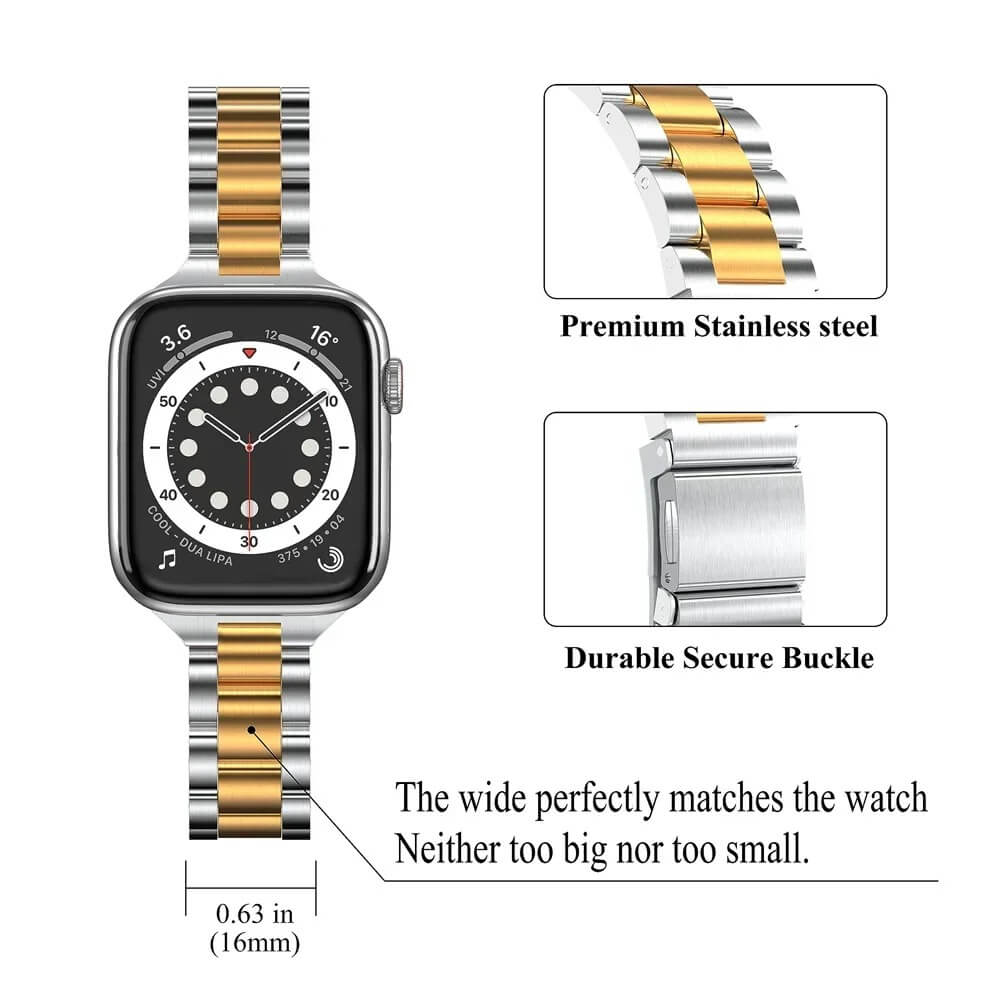 Slim Stainless Steel Metal Strap For Apple Watch Ultra - Gold | Pejayz