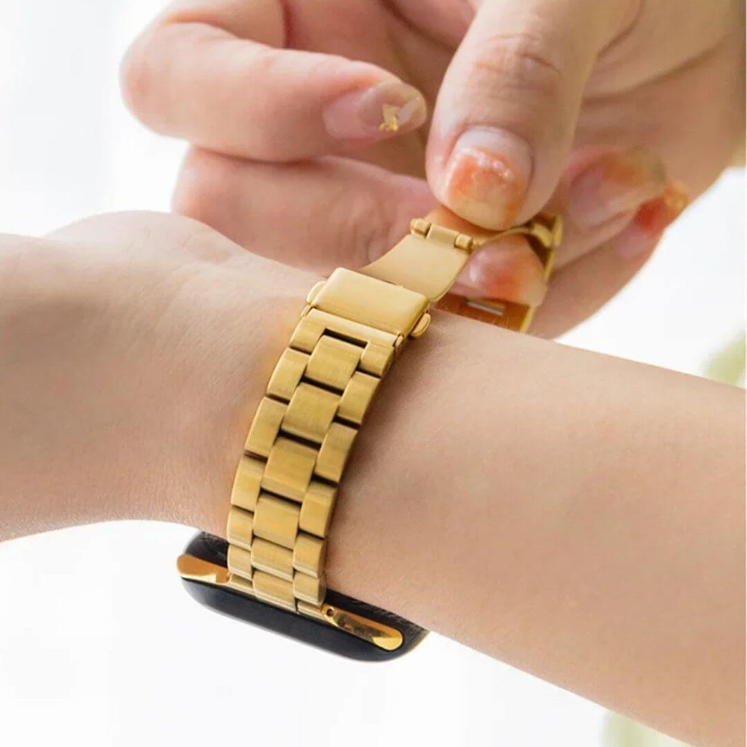 Slim Stainless Steel Metal Strap For Apple Watch Ultra - Gold | Pejayz