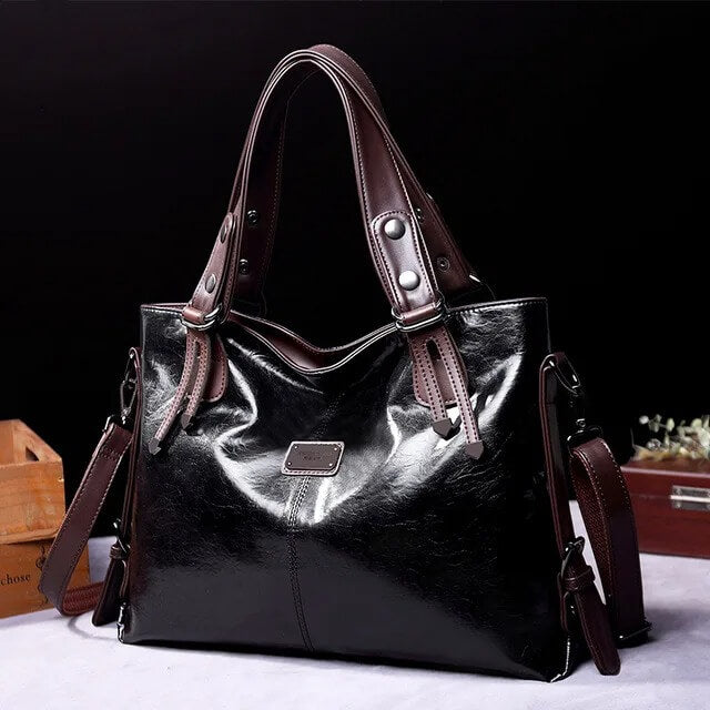 Classic Leather Shoulder Tote Bag for Women