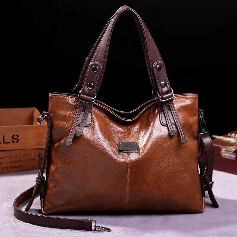 Classic Leather Shoulder Tote Bag for Women