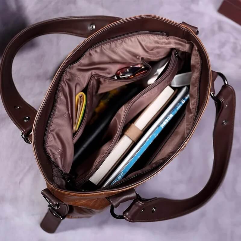 Classic Leather Shoulder Tote Bag for Women