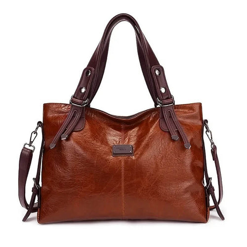 Classic Leather Shoulder Tote Bag for Women