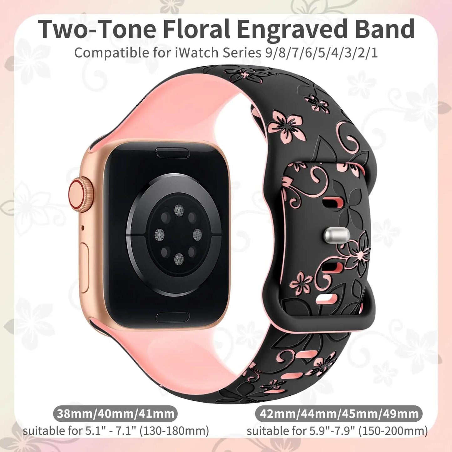 Apple Watch Series 7 8 9 Floral Pattern Strap Perfect For Ladies - Pejayz