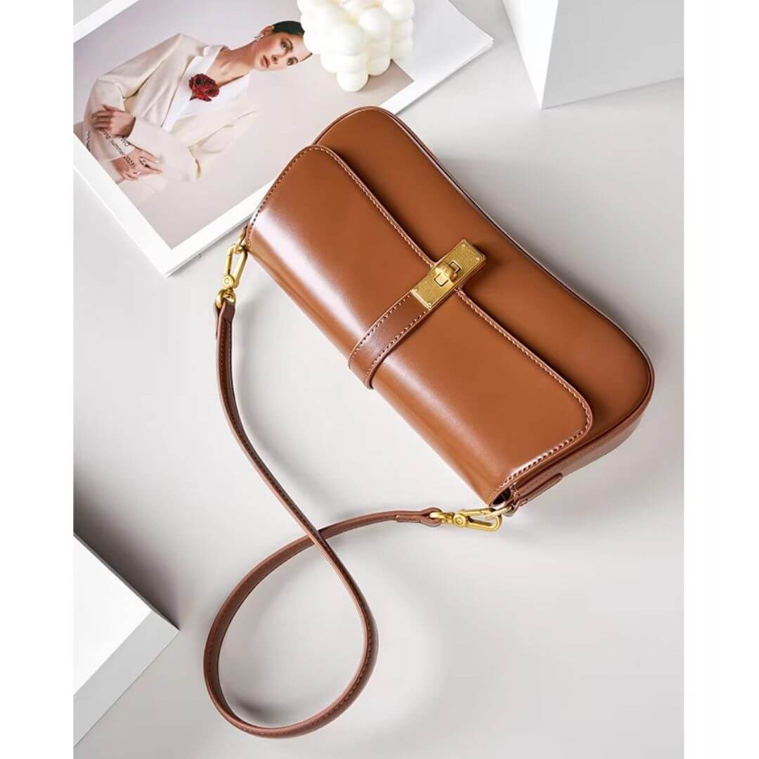 Genuine Leather Underarm Baguette Bag for Women - Pejayz