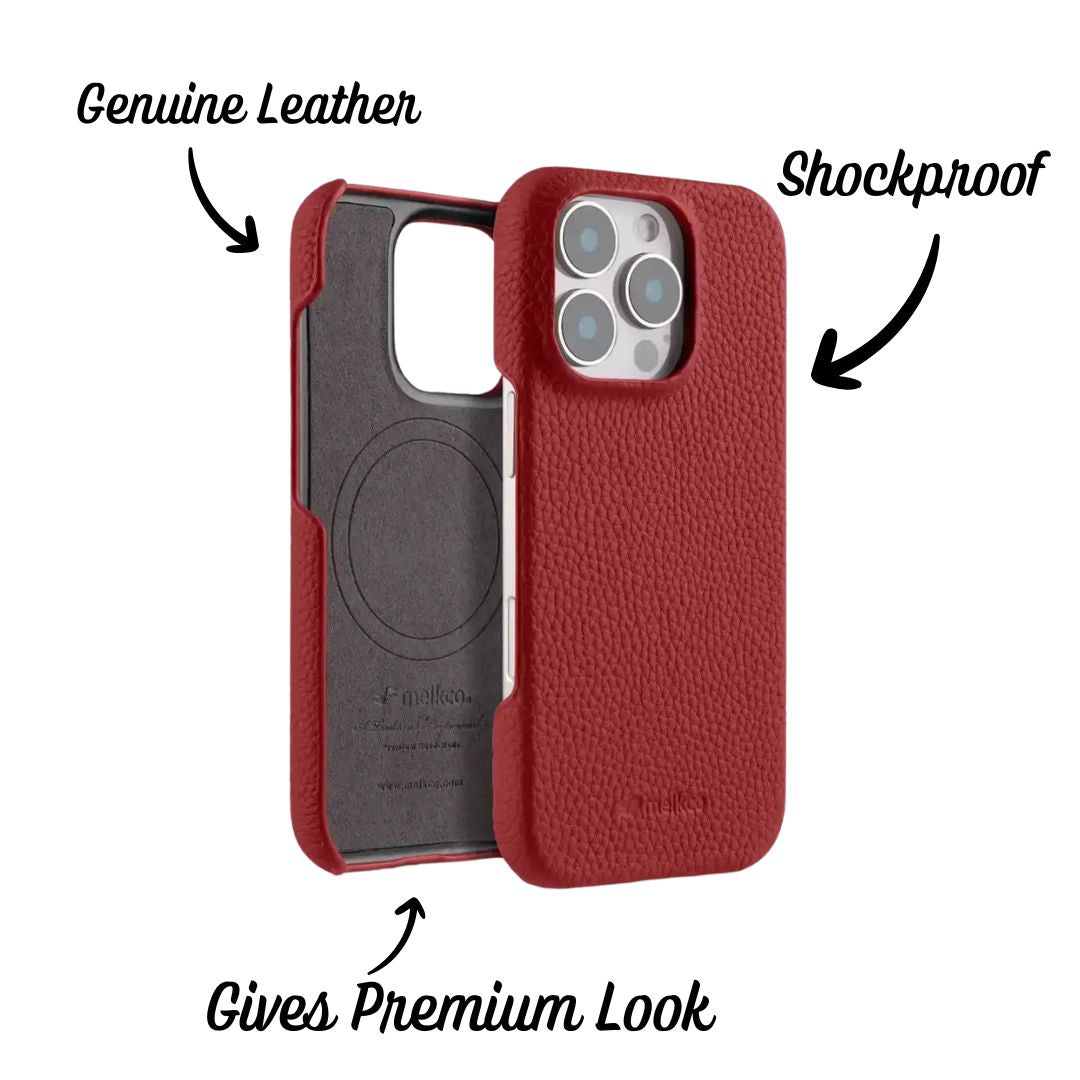 iPhone 16 Pro Premium Genuine Cowhide Leather Case - Pejayz