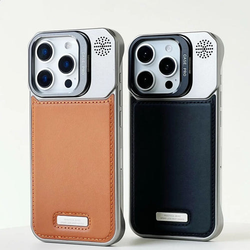 iPhone 16 Case – Premium Leather Cover with Alloy Lens Stand | Pejayz