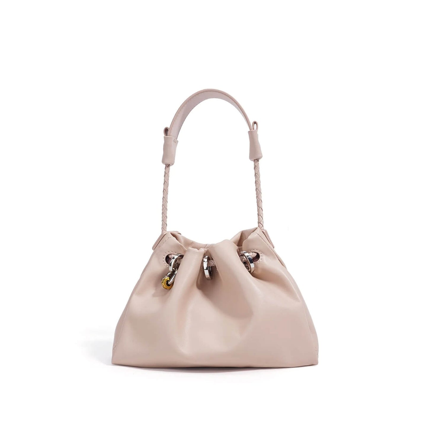 Premium Soft Leather Shoulder Bag with Braided Handle