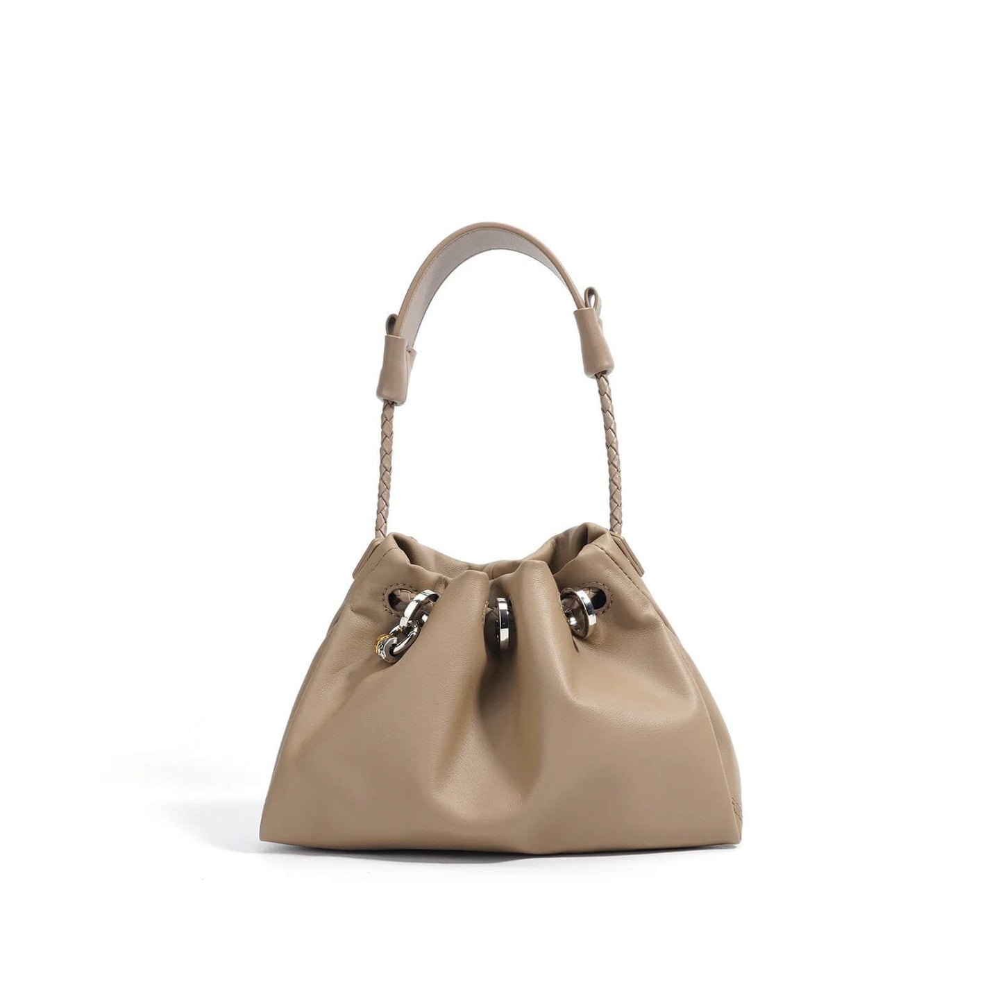 Premium Soft Leather Shoulder Bag with Braided Handle