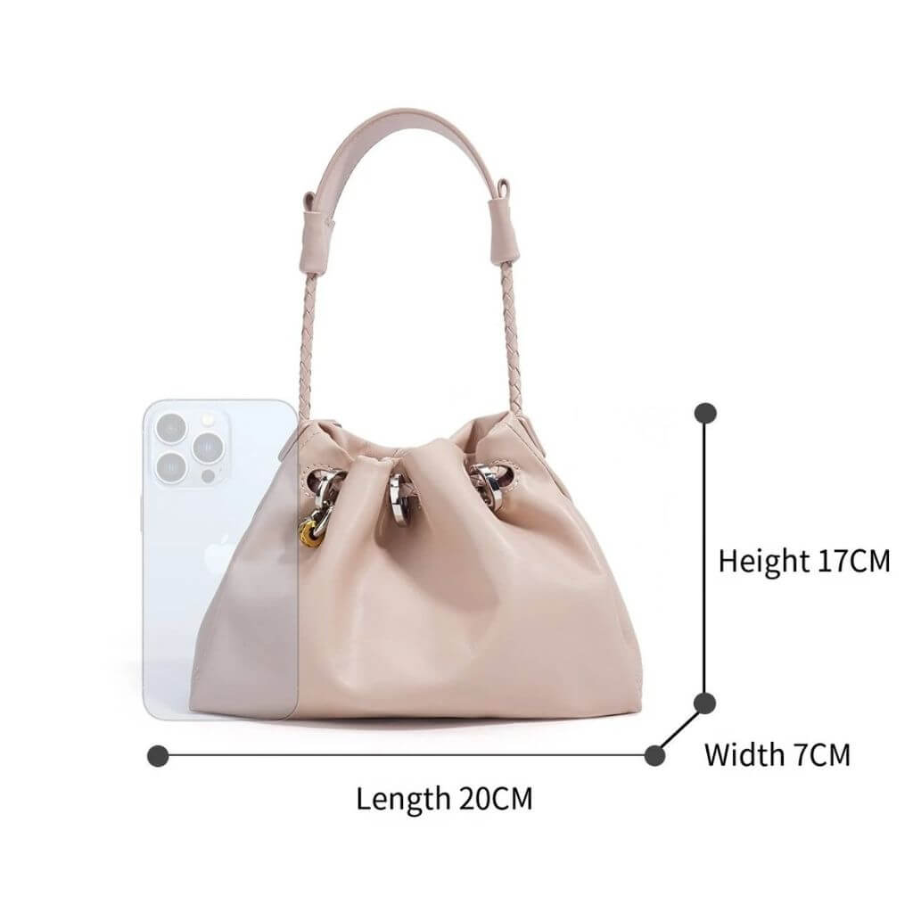 Premium Soft Leather Shoulder Bag with Braided Handle
