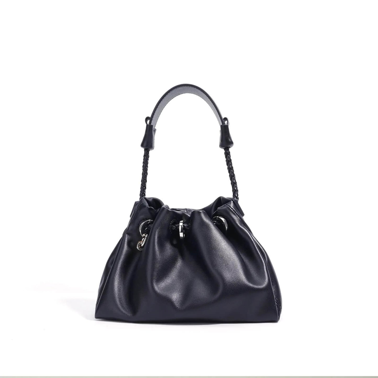 Premium Soft Leather Shoulder Bag with Braided Handle