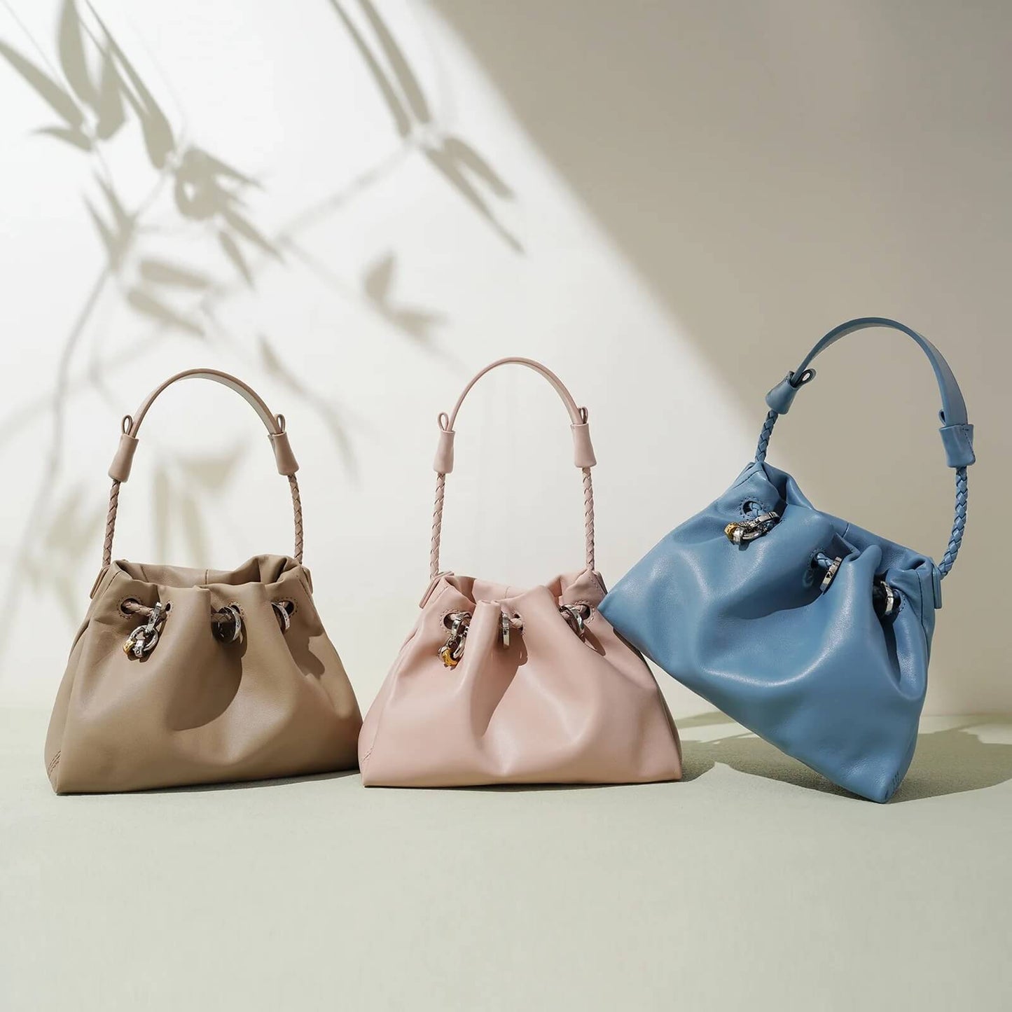 Premium Soft Leather Shoulder Bag with Braided Handle