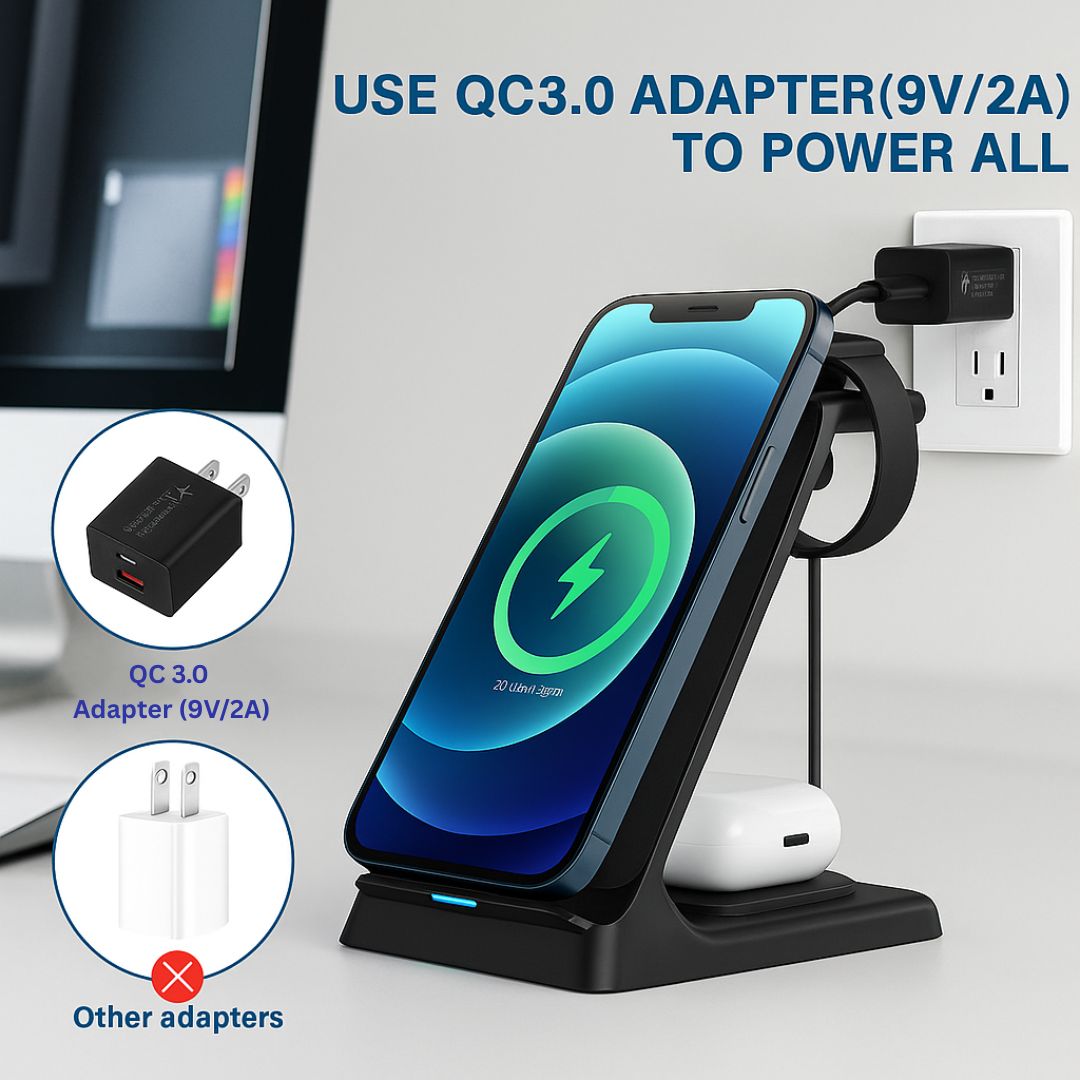 3-in-1 20W Fast Wireless Charger for iPhone, Watch & AirPods – Pejayz