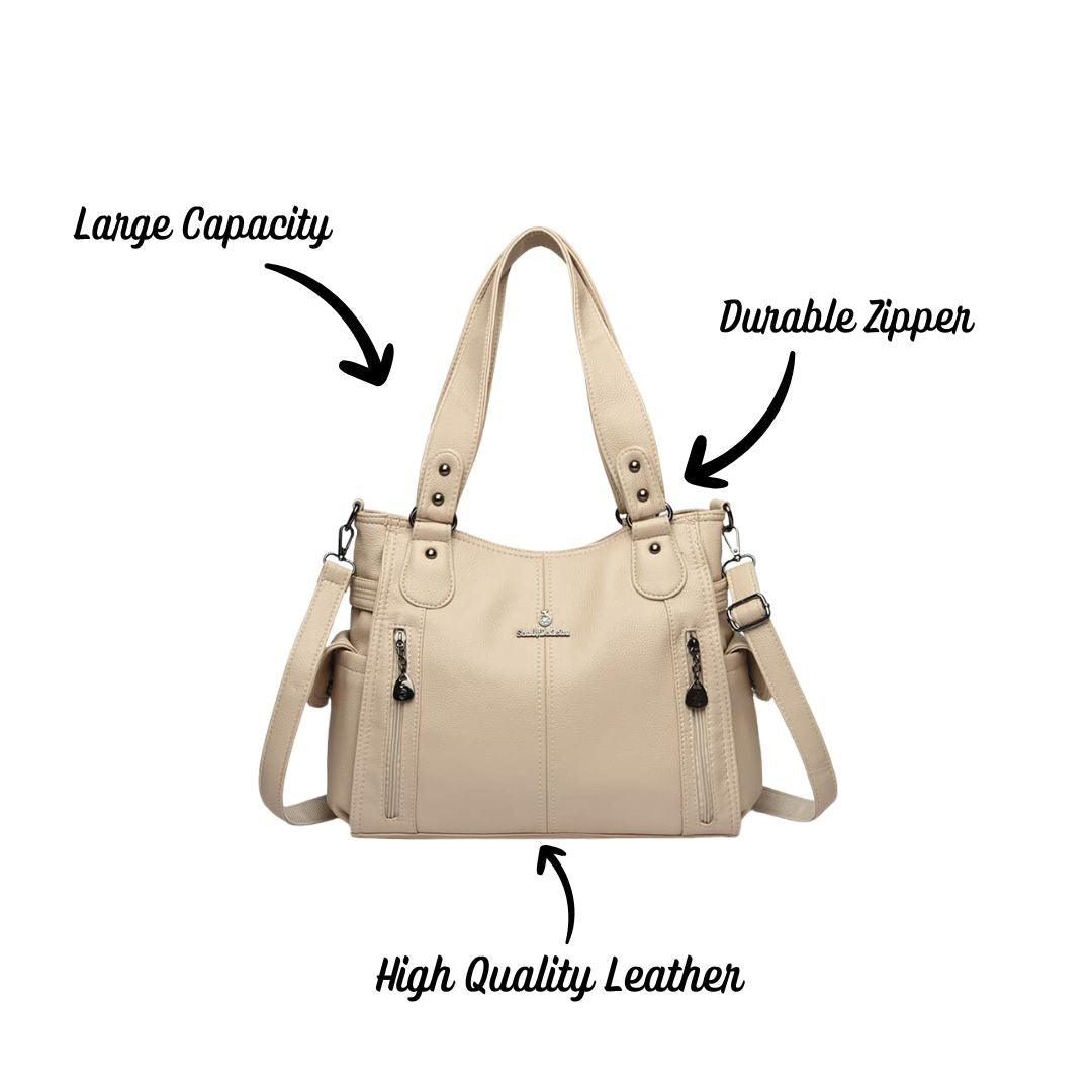 Soft Leather Tote Crossbody Bag - Pejayz