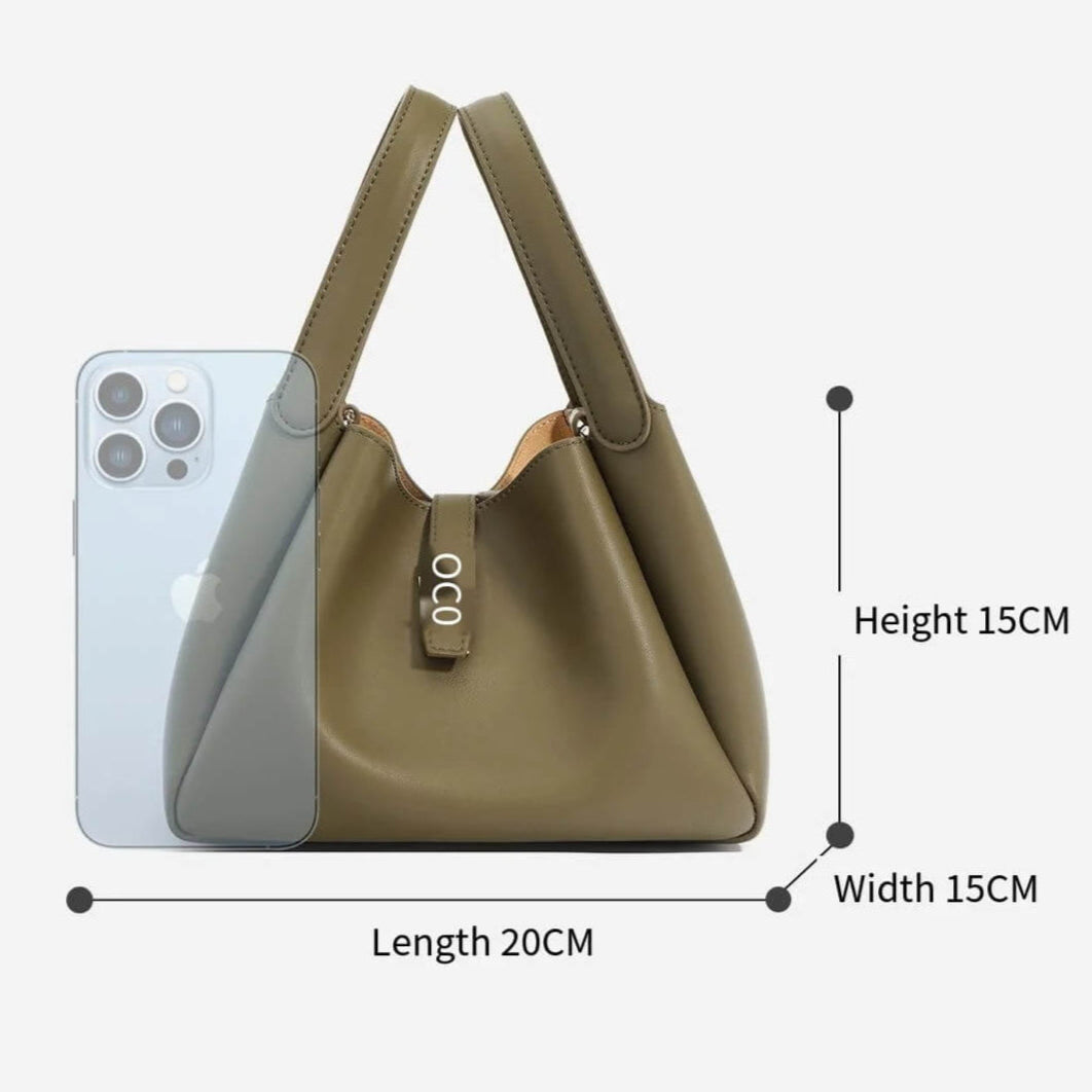 Small Genuine Leather Basket Handbag - Pejayz