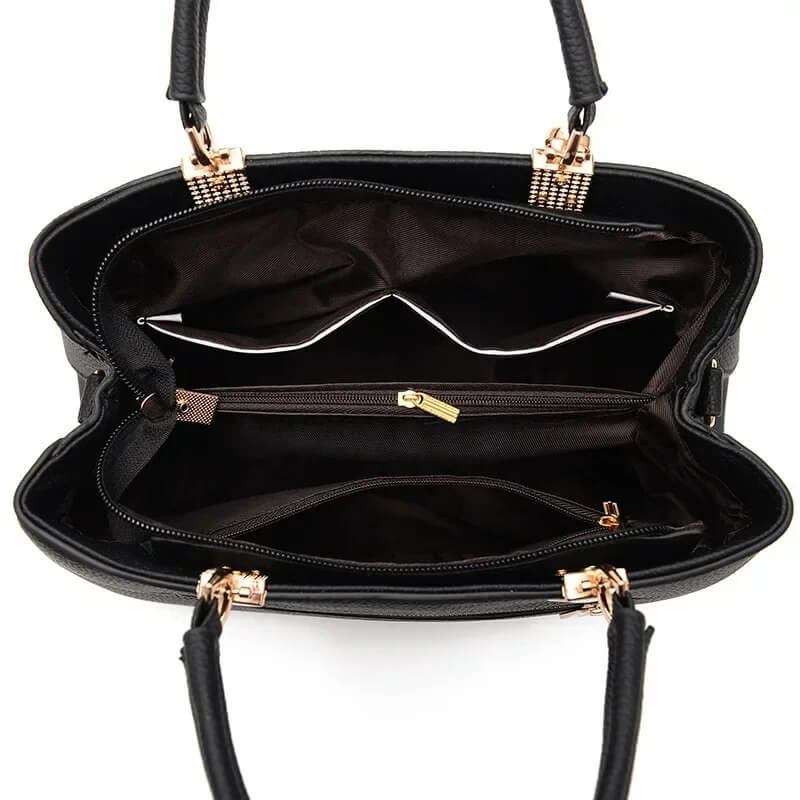 Elegant Black PU Leather Handbags with Shoulder Strap UK
