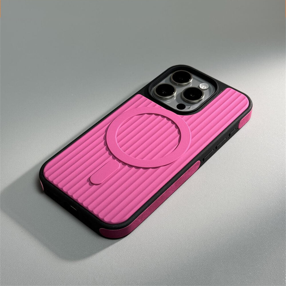 iPhone 15 Pro Luxury Corrugated Pattern Leather Case - Pejayz