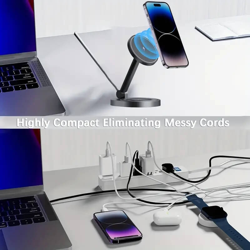3 In 1 Foldable Wireless Charger Stand Pad For iPhone And Apple Watch Airpods - Pejayz