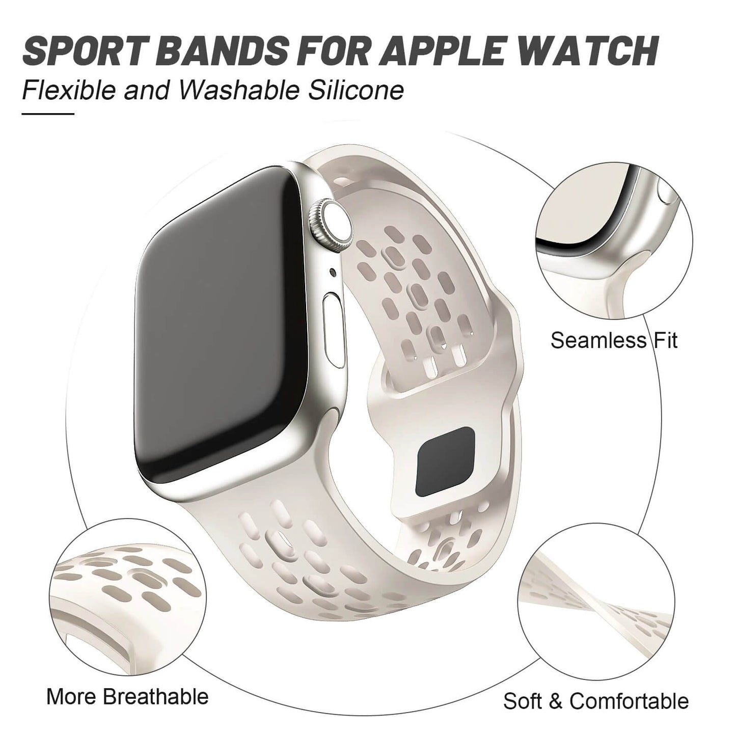Apple Watch Series 10 Strap with Premium Breathable Sports Silicone - Pejayz