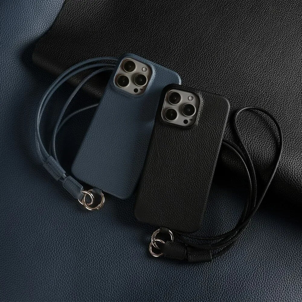 Leather Cowhide Case for iPhone 16 Pro Max - With Lanyard | Pejayz