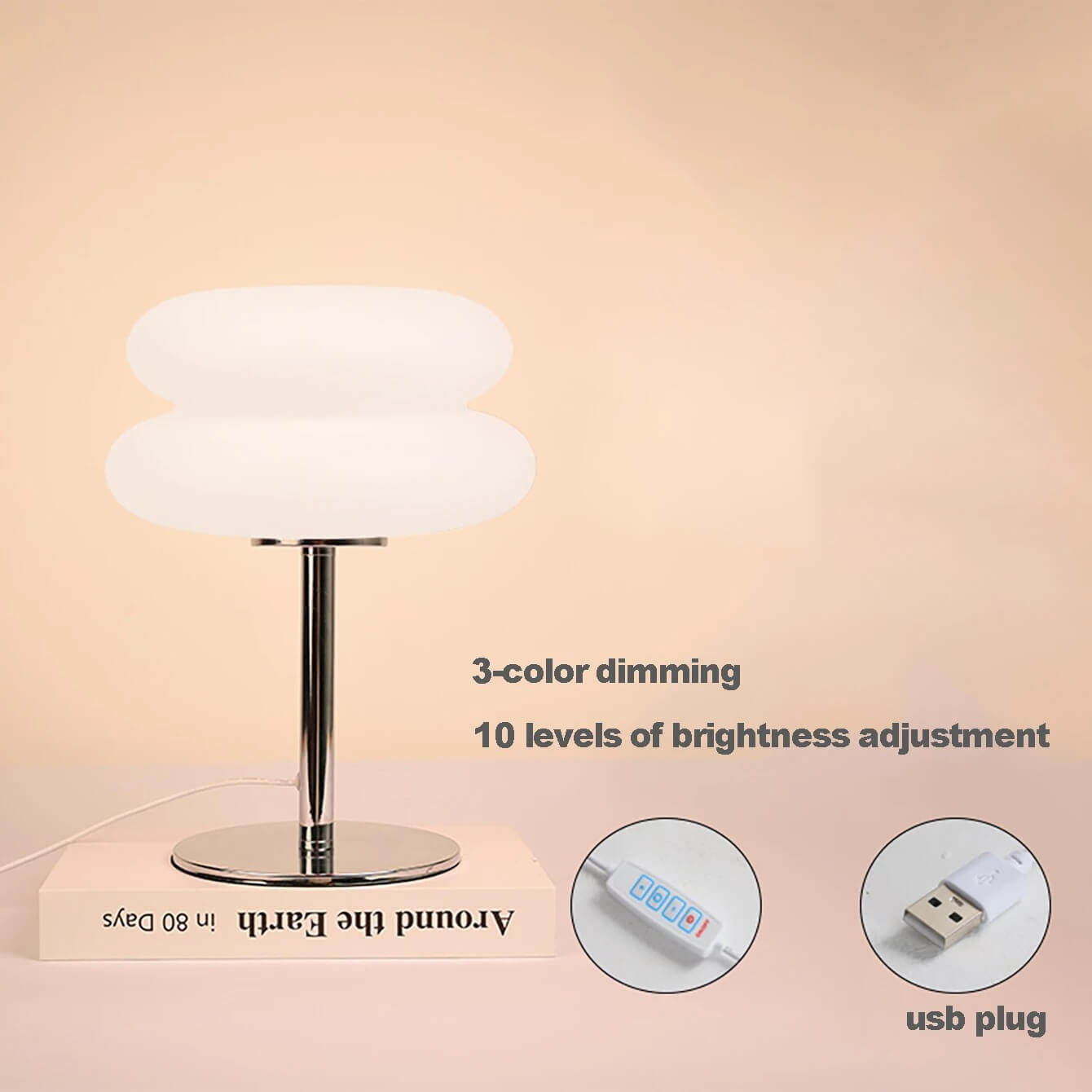 Bauhaus Retro Table Lamp Nordic Mushroom Design with 9 Level Brightness Dimming