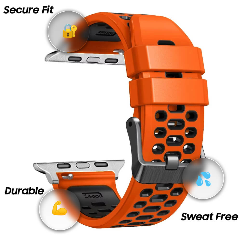 Breathable Sports Silicone Strap For Apple Watch 7 8 9 