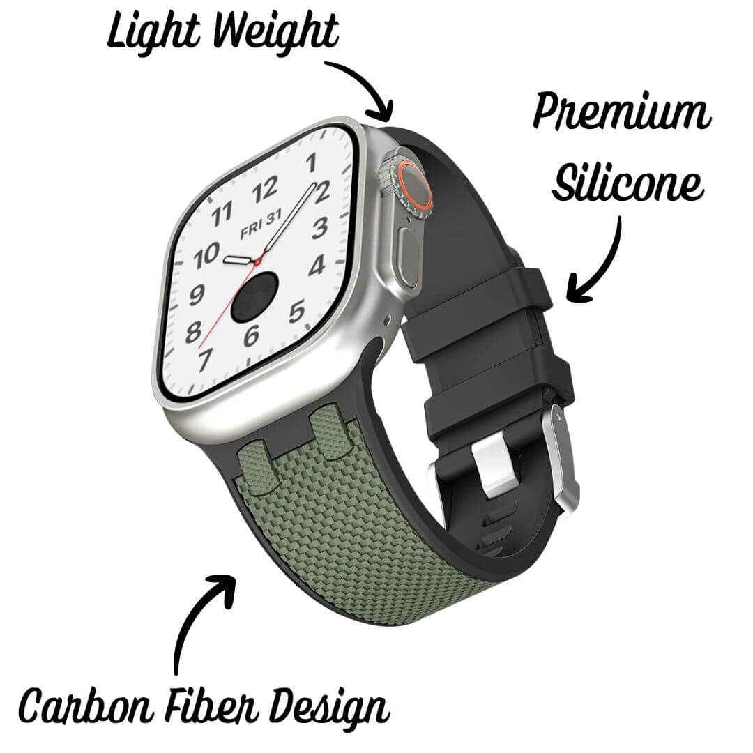Carbon Fiber Sports Silicone Strap For Apple Watch Ultra 2