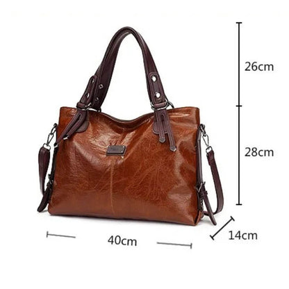 Classic Leather Shoulder Tote Bag for Women