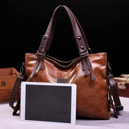 Classic Leather Shoulder Tote Bag for Women