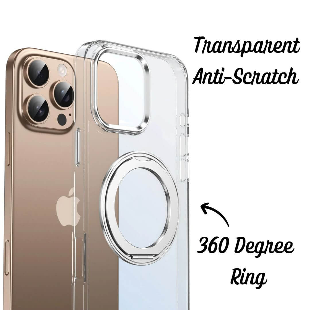 Clear Case For iPhone 16 With Metal Ring Stand