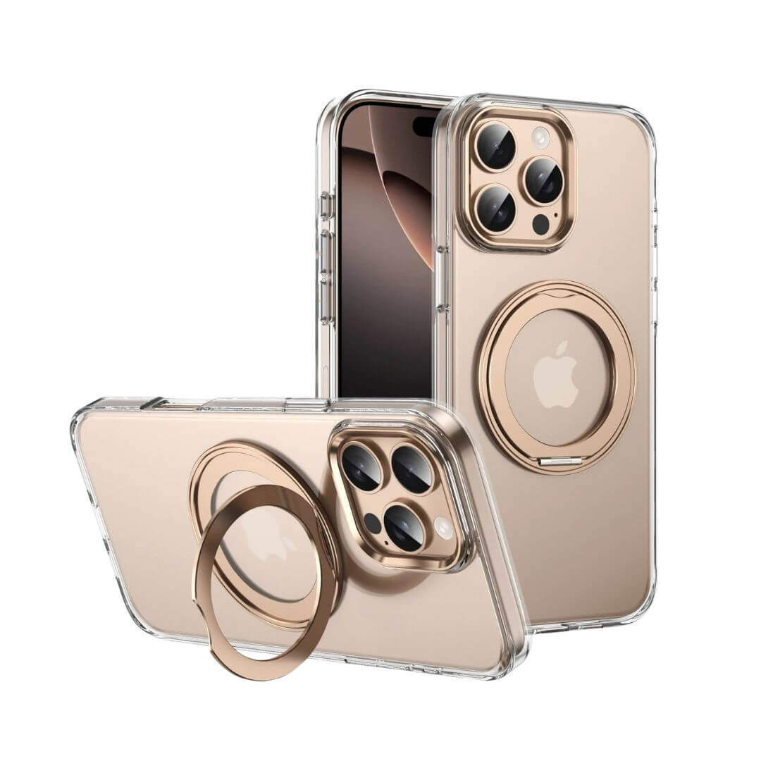 Clear Case For iPhone 16 With Metal Ring Stand
