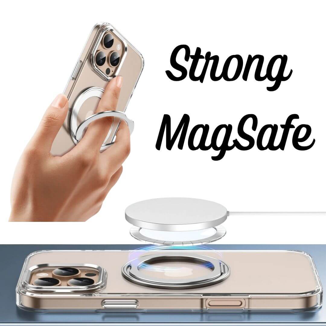 Clear Case For iPhone 16 With Metal Ring Stand