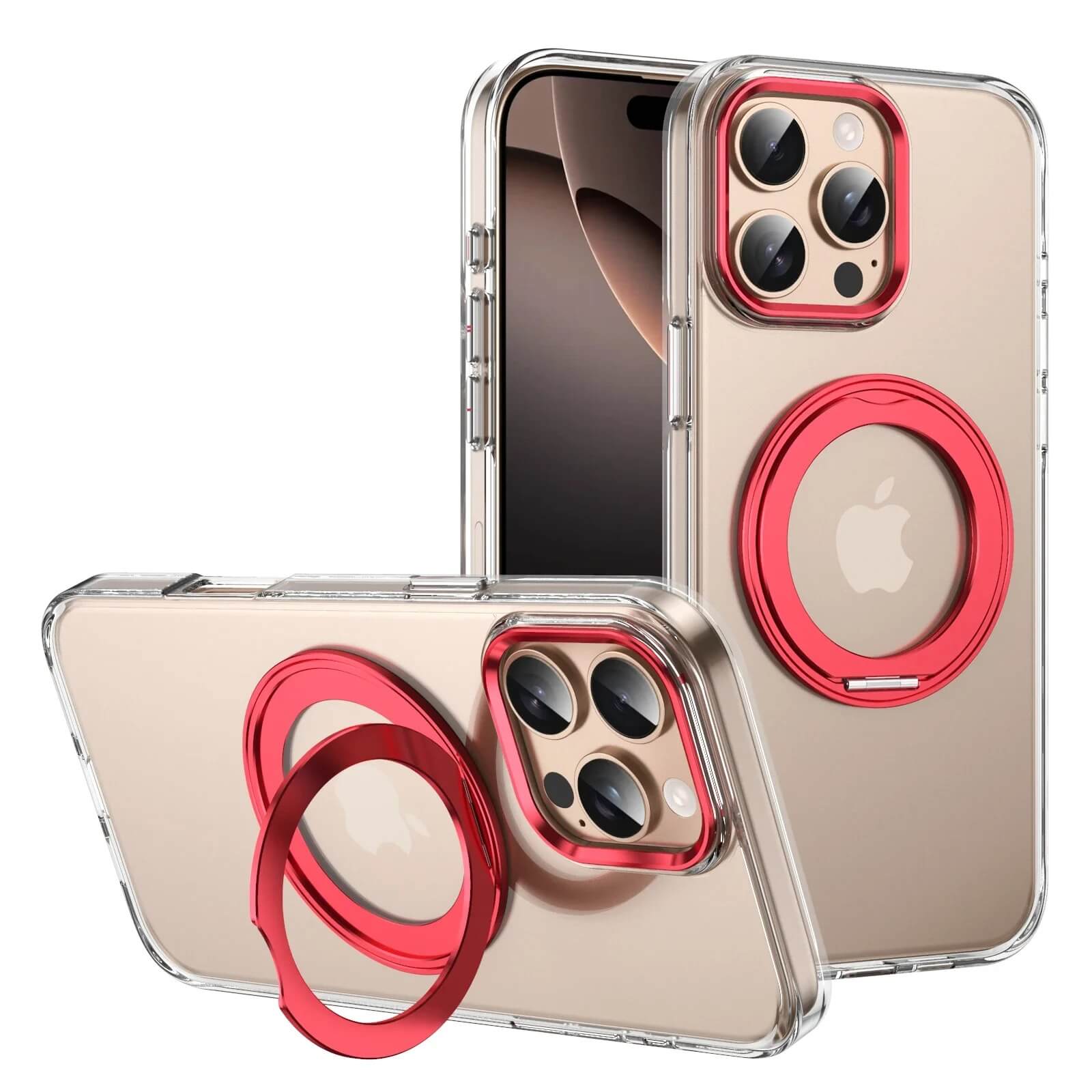 Clear Case For iPhone 16 With Metal Ring Stand