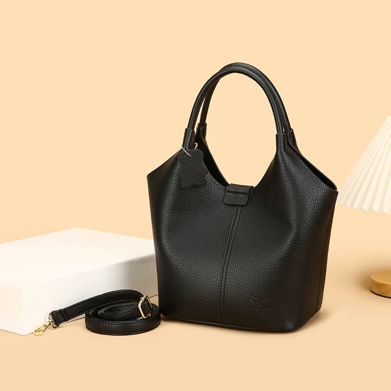 Premium Minimalist Leather Bucket Bag – Crossbody & Shoulder