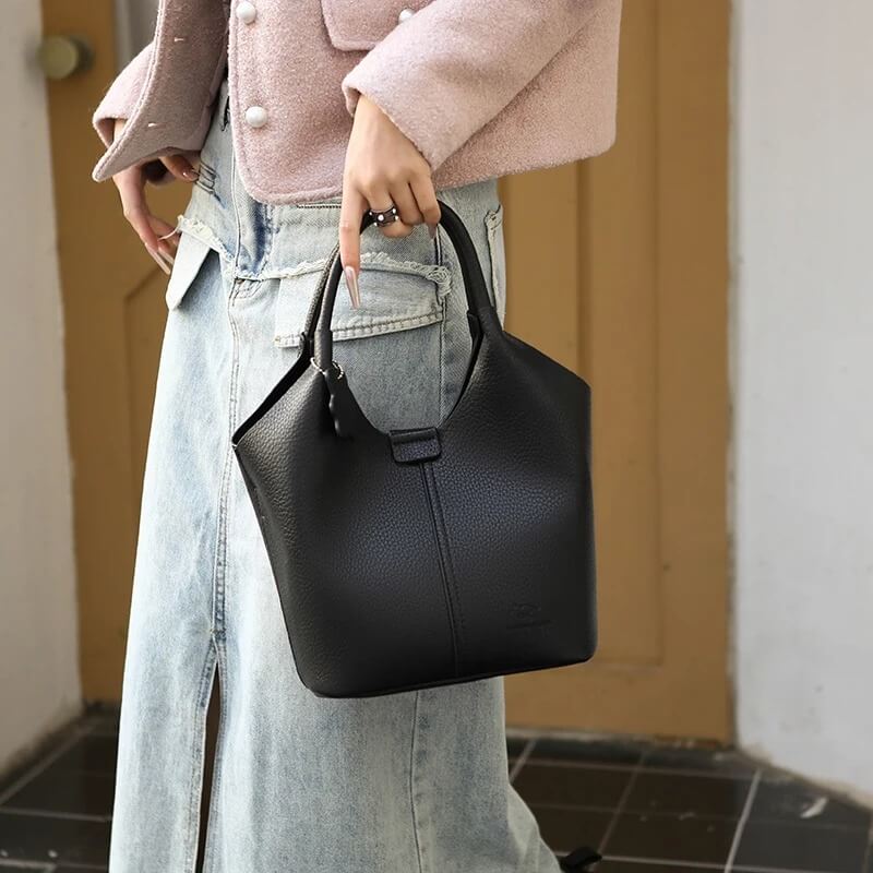 Premium Minimalist Leather Bucket Bag – Crossbody & Shoulder