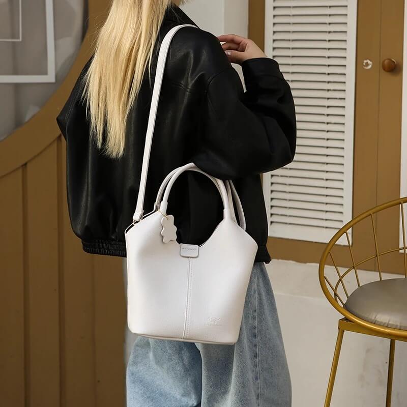 Premium Minimalist Leather Bucket Bag – Crossbody & Shoulder