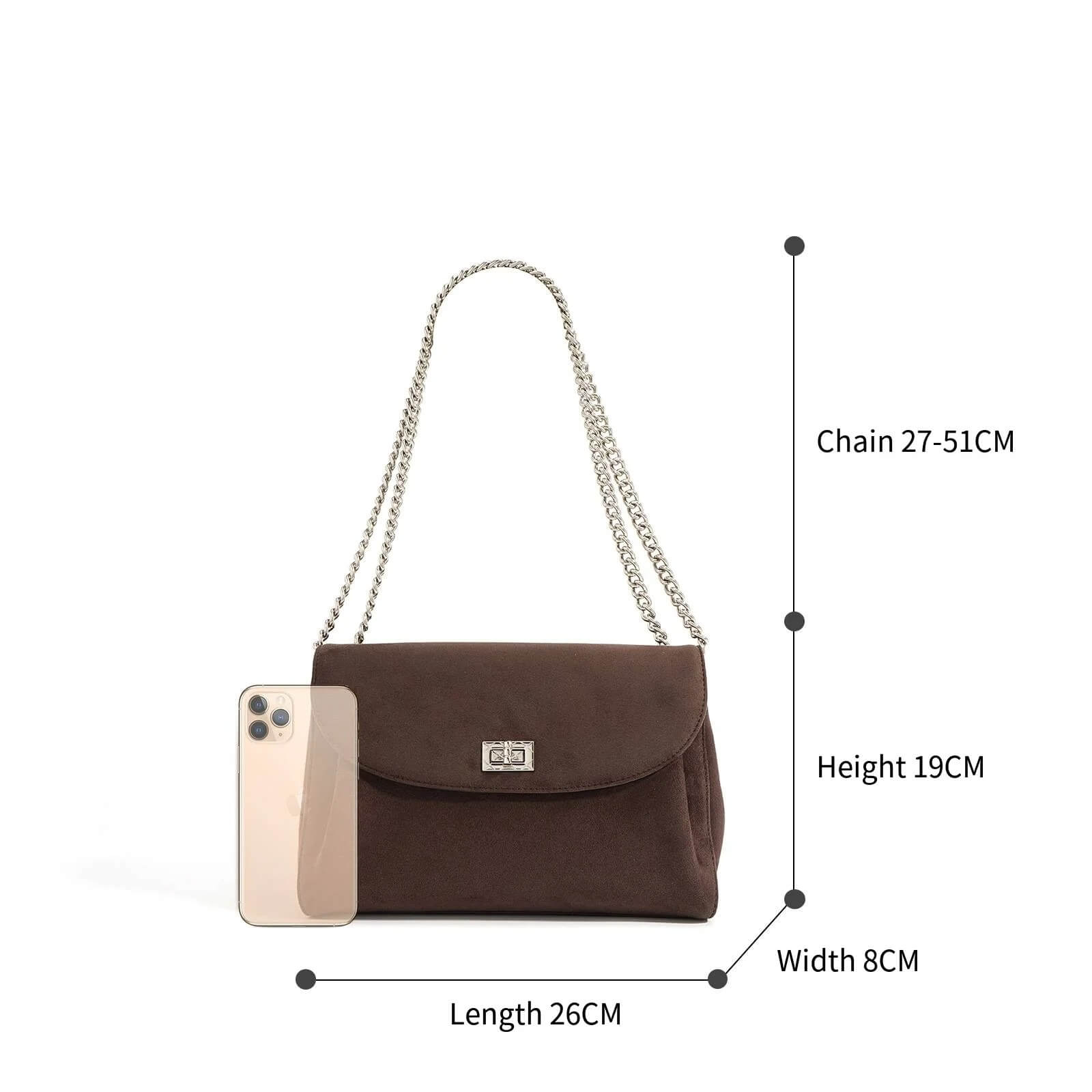 Frosted Suede Crossbody Commute Handbag