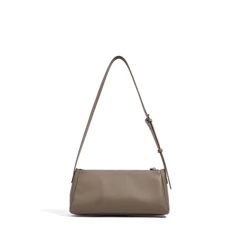 Genuine Leather Double Pocket Shoulder Bag