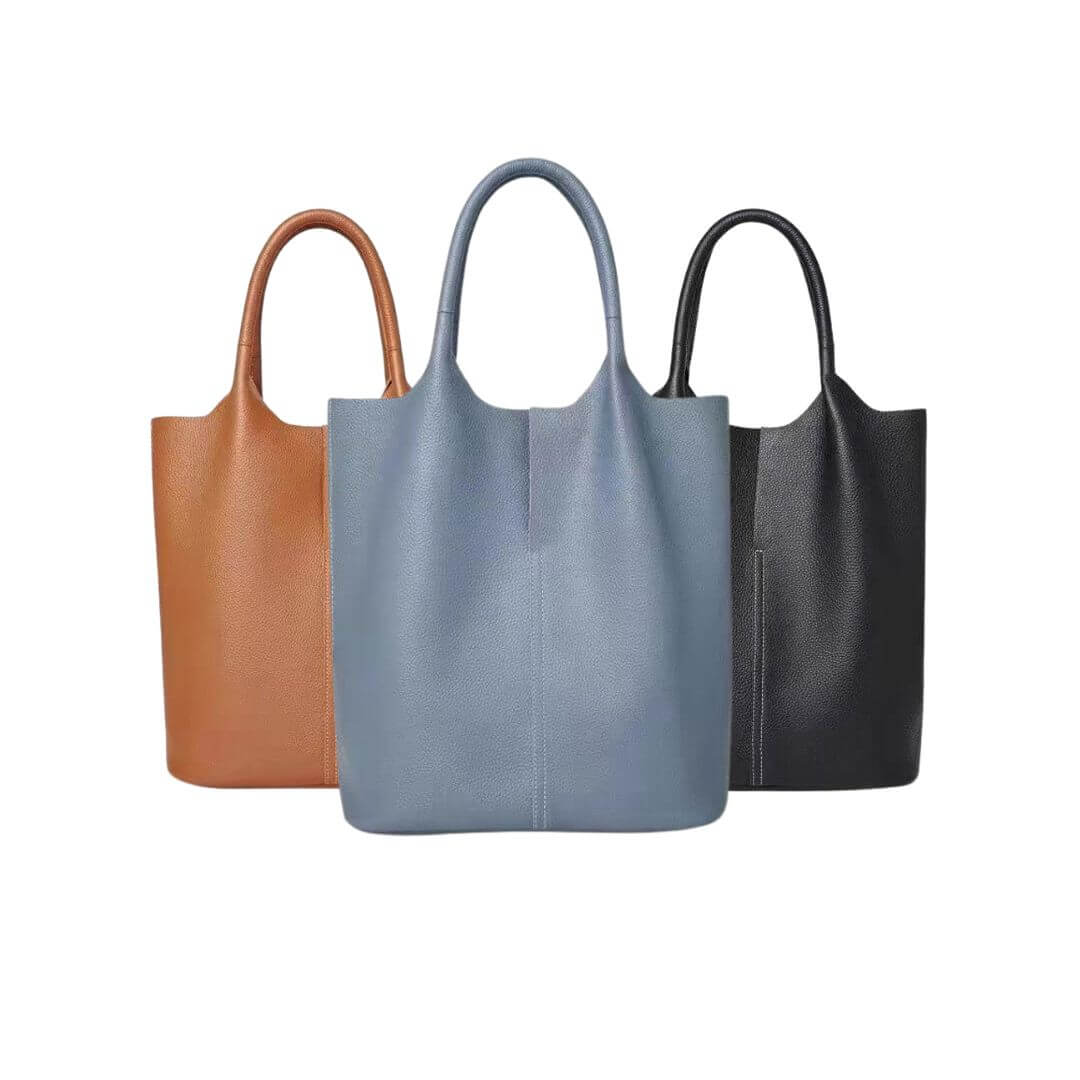 Large Bucket Style Tote Bag Genuine Leather Handbag For Women