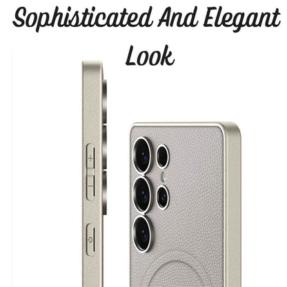 Leather Textured Back Case For Galaxy S25 With MagSafe