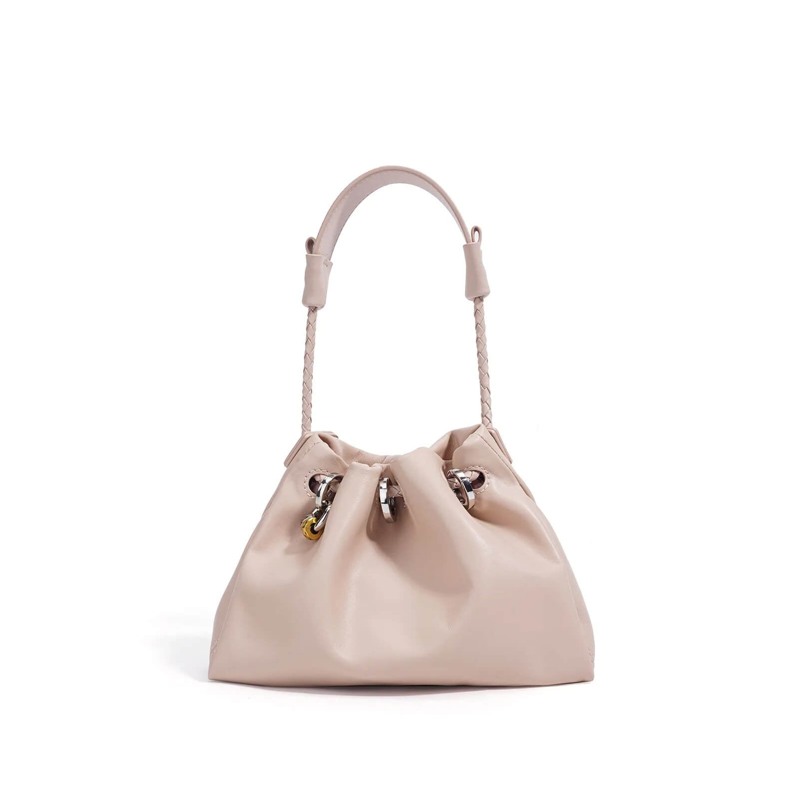 Premium Soft Leather Shoulder Bag with Braided Handle