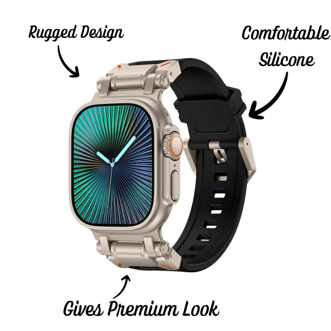 Rugged Stainless Steel Silicone Strap For Apple Watch Ultra