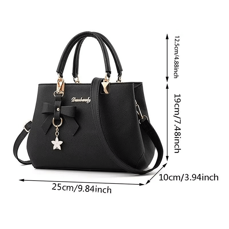 Elegant Black PU Leather Handbags with Shoulder Strap UK