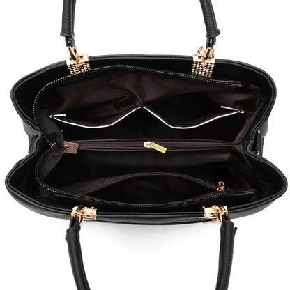 Elegant Black PU Leather Handbags with Shoulder Strap UK