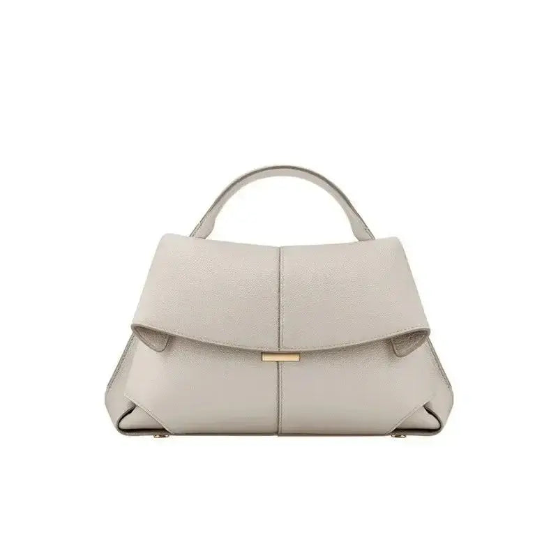 Top Handle Satchel Handbag Minimalist Leather Design With Flap Closure