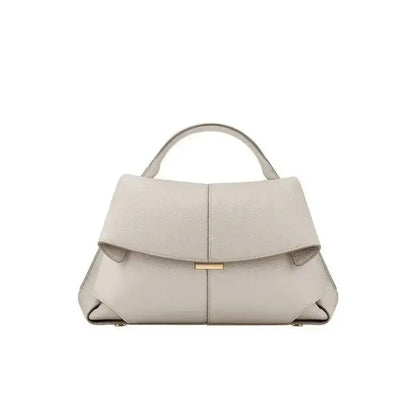 Top Handle Satchel Handbag Minimalist Leather Design With Flap Closure