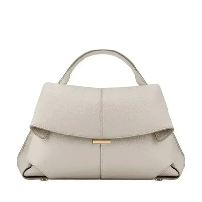 Top Handle Satchel Handbag Minimalist Leather Design With Flap Closure