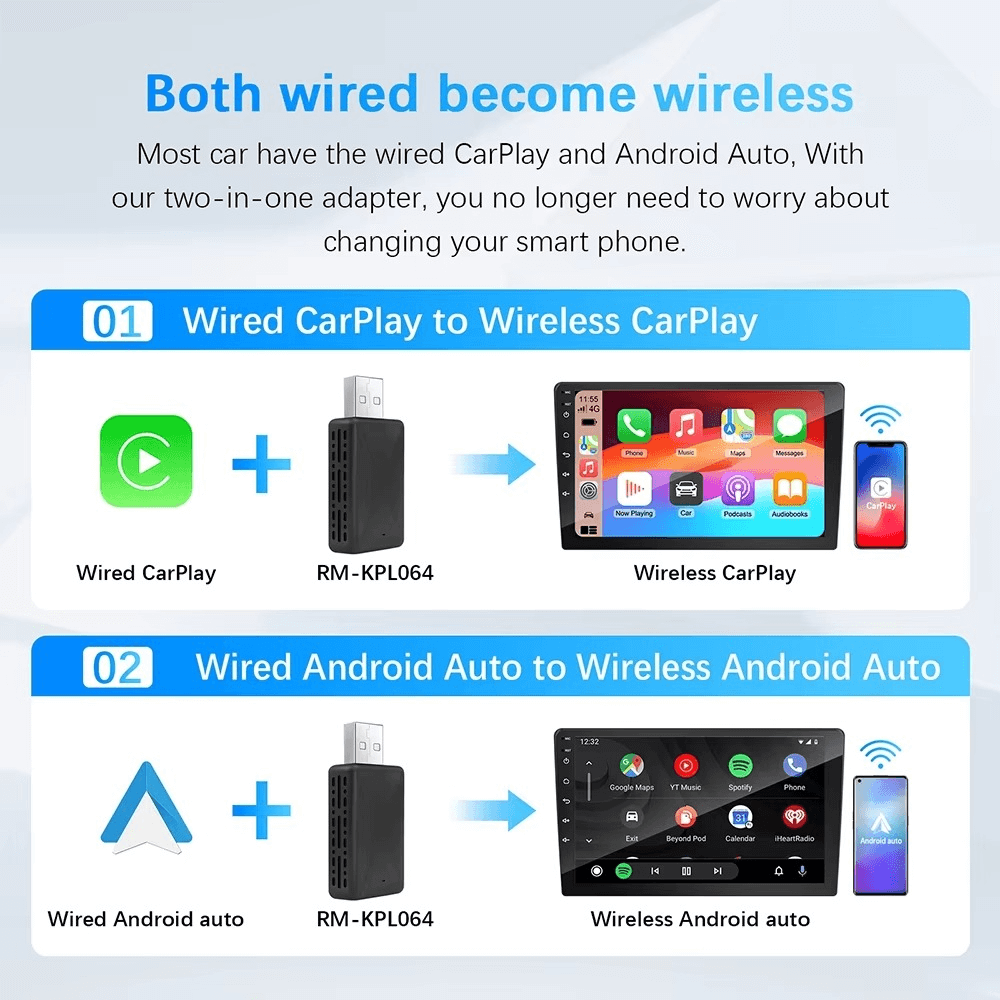 Wireless CarPlay & Android Auto Adapter 2in1 Smart Dongle | Pejayz