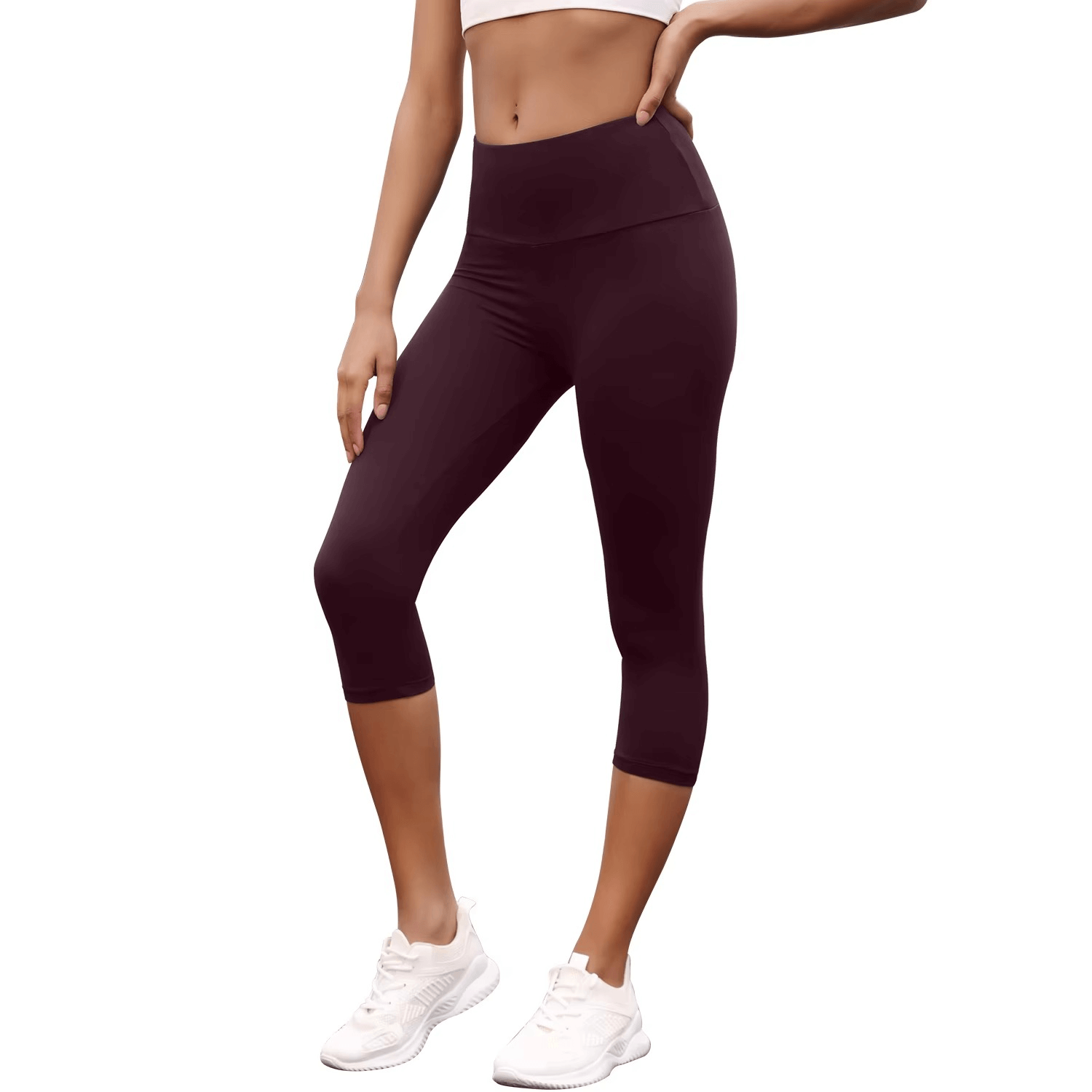 Womens High Waisted Capri Pants Super Soft Tummy Control - Pejayz