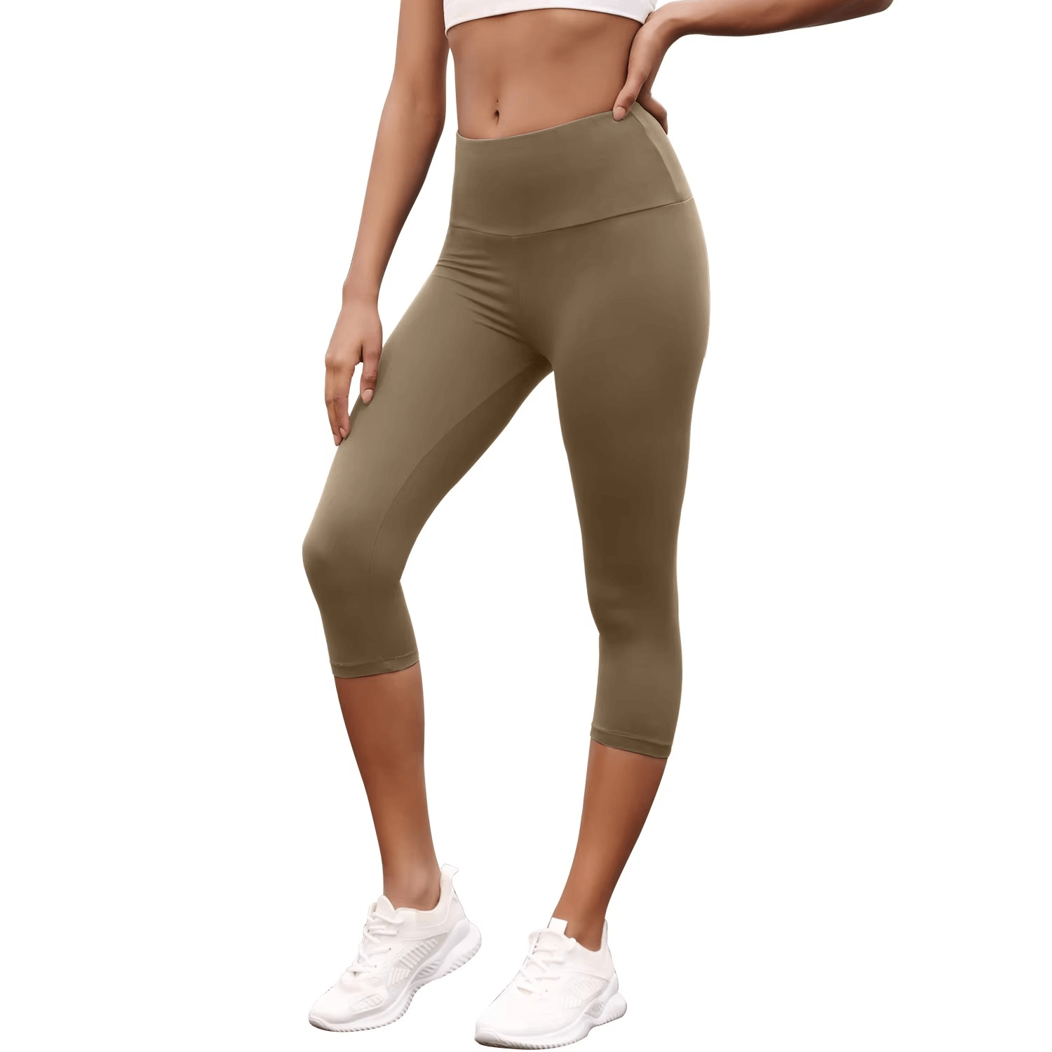 Womens High Waisted Capri Pants Super Soft Tummy Control - Pejayz